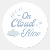 Zij Is Op Cloud 9 Bruidsfeest Feestartikelen Ronde Sticker (Voorkant)