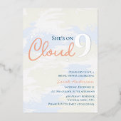 Zij is op Cloud 9 Pastel Textuur Bruidsdouche Folie Uitnodiging (Voorkant)