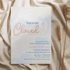 Zij is op Cloud 9 Pastel Textuur Bruidsdouche Folie Uitnodiging