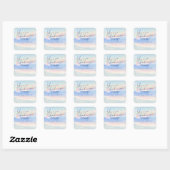 Zij is op Cloud Nine Pastel Waterverf Bruidsdouche Vierkante Sticker (Vel)