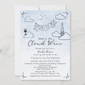 Zij is op Cloud Wine Funky Scribble Bruidsdiner Kaart (Voorkant)