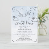 Zij is op Cloud Wine Funky Scribble Bruidsdiner Kaart (Staand voorkant)