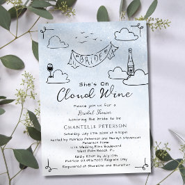 Zij is op Cloud Wine Funky Scribble Bruidsdiner Kaart