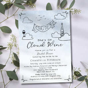 Zij is op Cloud Wine Funky Scribble Bruidsdiner Kaart