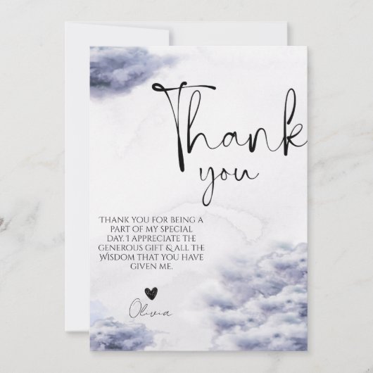 Zij is op wolk negen bruidsdouche  bedankkaart (Voorkant)