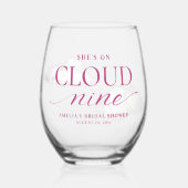 Zij Is Op Wolk Negen Roze Bruidsdouche Tapijt Wijnglas Zonder Voet (Voorkant)