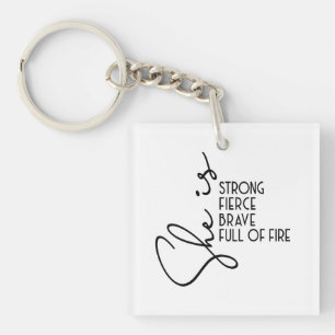 Zij is Sterk Dapper Fier Vol Vuur Inspiratie Sleutelhanger