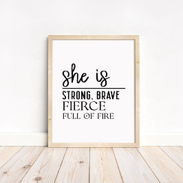 Zij is Sterk, Dapper - Minimalistische Motivatie Poster