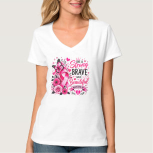 Zij Is Sterk Dapper Mooi Borstkanker Roze T-shirt