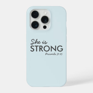 Zij is Sterk Spreuken 31:25 Christelijk Geloof iPhone 15 Pro Case