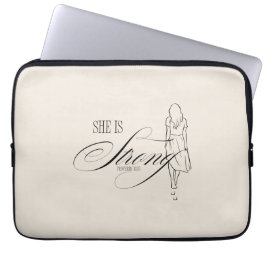 Zij is Sterk Spreuken 31:25 Laptop Sleeve