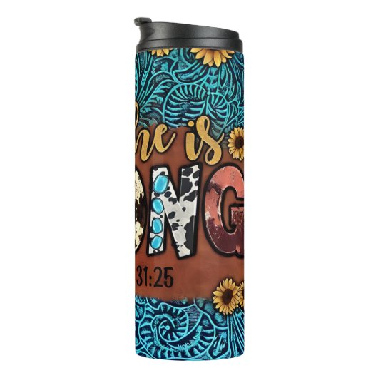 Zij is sterk (Spreuken 31:25) Thermosbeker (Geroteerd rechts)