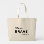 Zij is Sterk Spreuken Christelijk Geloof Grote Tote Bag (Achterkant)