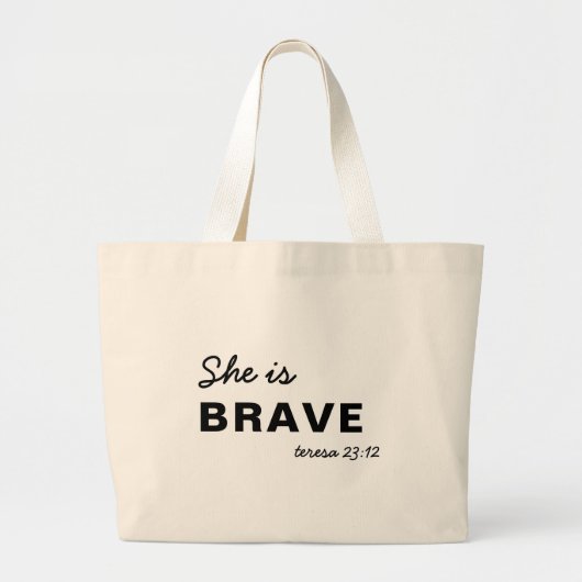 Zij is Sterk Spreuken Christelijk Geloof Grote Tote Bag (Voorkant)