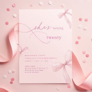 Zij is Turning Twenty Bow Ribbon 20e verjaardag Kaart