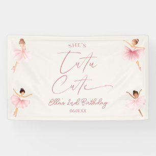 Zij is Tutu Schattig Roze Ballerina 2de Verjaardag Spandoek