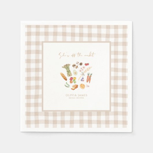 Zij is uit de markt bloemige bruids douche servet (Voorkant)