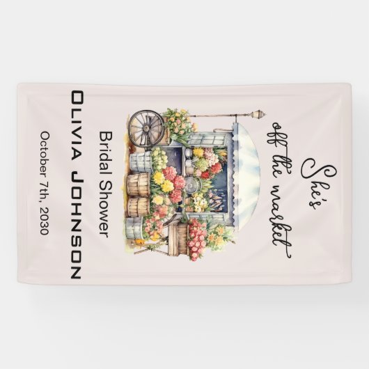 Zij is van de markt af Franse stijl Bruidsdouche Spandoek (Horizontaal)