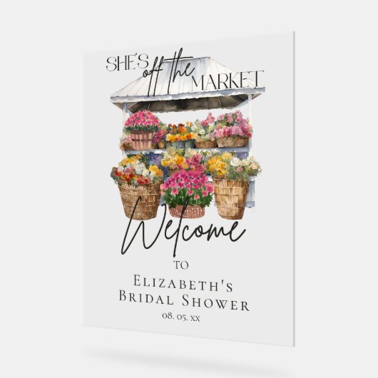 Zij is van de markt Bloem Elegant Script Welkom Acryl Bord (Hoek)