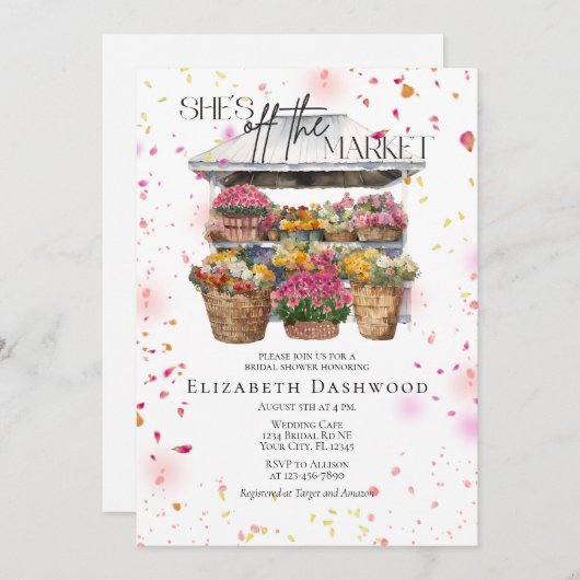 Zij Is Van De Markt Bloemenwinkel Bruidsdouche Kaart (Voorkant / Achterkant)