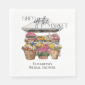 Zij Is Van De Markt Bloemenwinkel Bruidsdouche Servet (Voorkant)