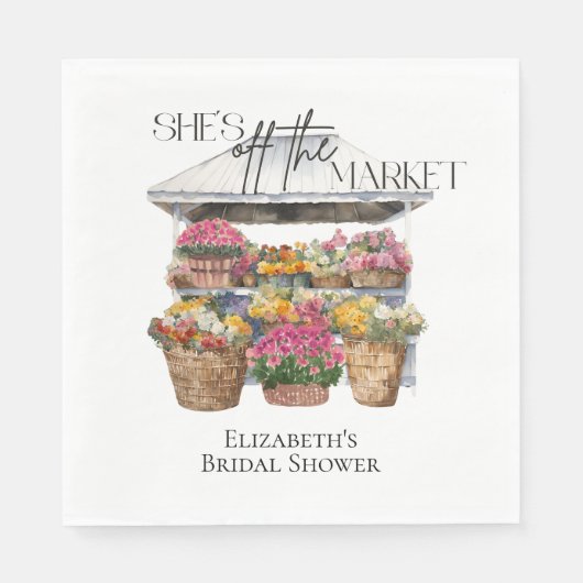 Zij Is Van De Markt Bloemenwinkel Bruiloft Feest Servet (Voorkant)