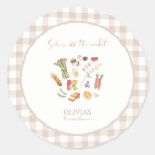 Zij is van de markt bloemige bruidsdouche ronde sticker (Voorkant)