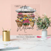 Zij is van de markt Bloemige Elegante Script Welco Acryl Bord (Huwelijk)