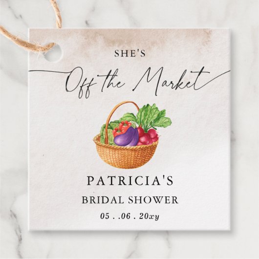 Zij is van de markt Boerenmarkt Bruidsdouche Bedankjes Labels (Voorkant)
