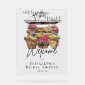 Zij is van de markt Flora-elegante script-welkom Acryl Bord (Voorkant)