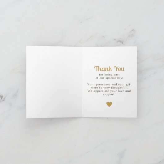 Zij is van de markt Gouden Vouw Thank You Kaart (Binnen)