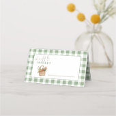 Zij is van de markt Sage Gingham Bruidsdouche Plaatskaartje (Voorkant)
