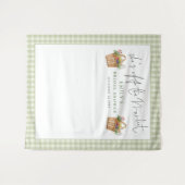 Zij is van de markt Sage Gingham Foto Achtergrond Wandkleed (Voorkant (horizontaal))