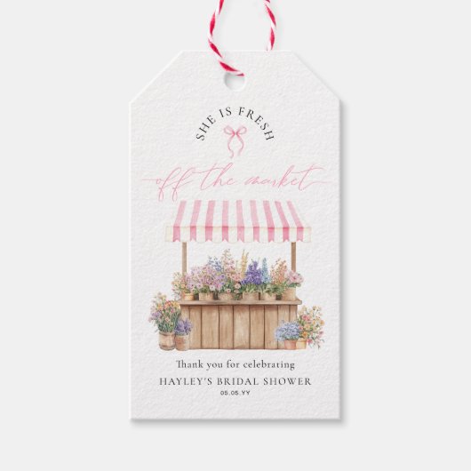 Zij Is Vers Gewist Van De Markt Roze Bruidsdouche Cadeaulabel (Voorkant)