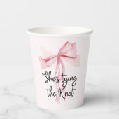 Zij Knoop De Knoop Roze Strik Bruidsdouche Papieren Bekers (Achterkant)
