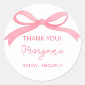 Zij Knoop De Knoop Roze Strik Bruidsdouche Ronde Sticker (Voorkant)