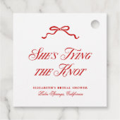 Zij Knoop Een Knoop Rode Elegante Met De Hand Gete Bedankjes Labels (Achterkant)