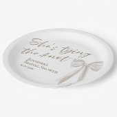 Zij Knoop het Jawoord Wit Lint Bruidsfeest Pape Papieren Bordje (Gekanteld)