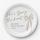 Zij Knoop het Jawoord Wit Lint Bruidsfeest Pape Papieren Bordje (Voorkant)