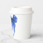 Zij Knoopt De Knoop Blauw Lint Bruidsfeest Papieren Bekers (Achterkant)