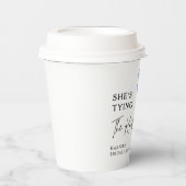 Zij Knoopt De Knoop Blauw Lint Bruidsfeest Papieren Bekers (Voorkant)