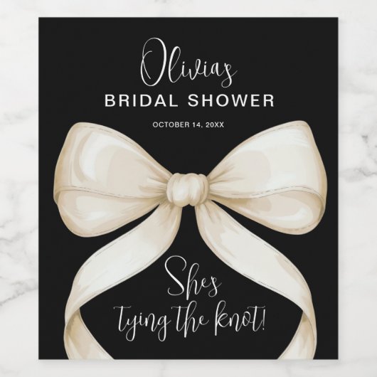 Zij Knoopt de Knoop Boog Bruidsborrel Wijn Etiket (Enkel label)