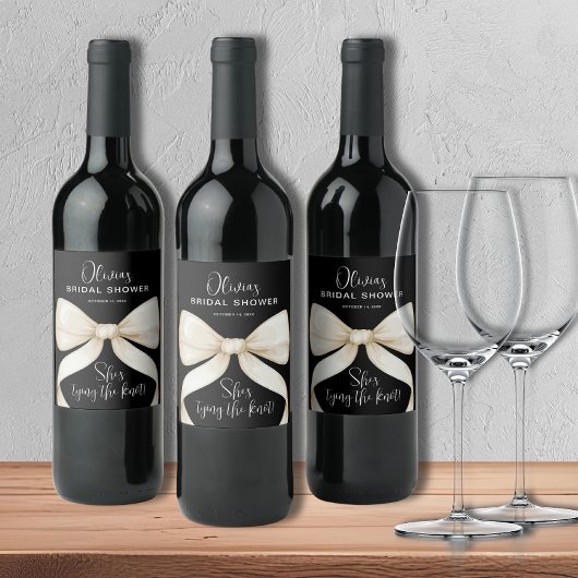 Zij Knoopt de Knoop Boog Bruidsdiner Wijn Etiket