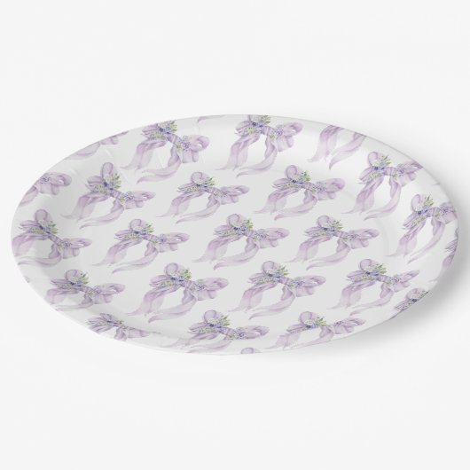 Zij Knoopt de Knoop Bruidsfeest Lila Strik Papieren Bordje (Gekanteld)