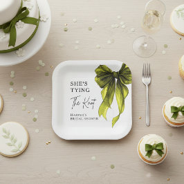 Zij Knoopt De Knoop Chartreuse Strik Bruidsdouche Papieren Bordje