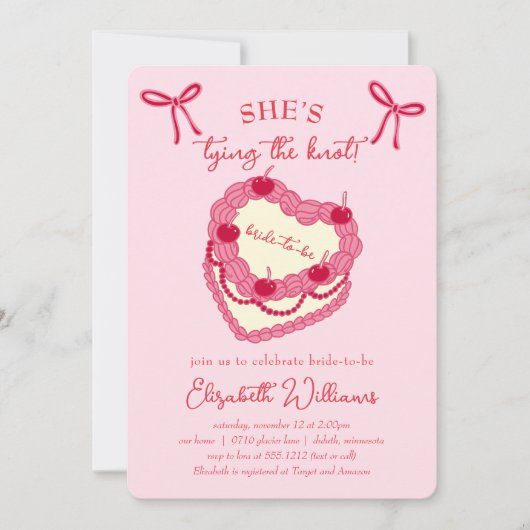 Zij Knoopt de Knoop Coquette Kersjubileum Bruidsfe Kaart (Voorkant)