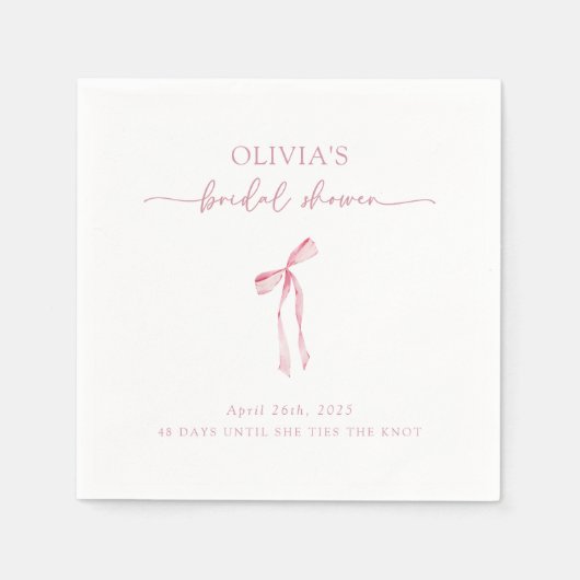 Zij Knoopt de Knoop Coquette Strik Bruidsdouche Servet (Voorkant)