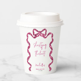 Zij knoopt de knoop glitters roze lint bruidsmeisj papieren bekers