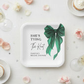 Zij Knoopt De Knoop Groen Strik Bruidsborrel Papieren Bordje