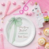 Zij Knoopt De Knoop Groene Boog Bruidsdouche Papieren Bordje (Feest)